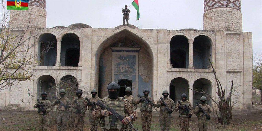 Azerbaijan Army hoisted the Azerbaijani flag in Aghdam